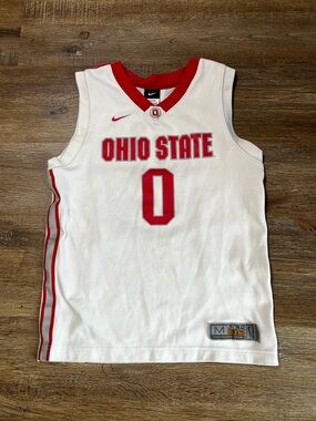 Nike White and Red Ohio State Basketball Jersey
